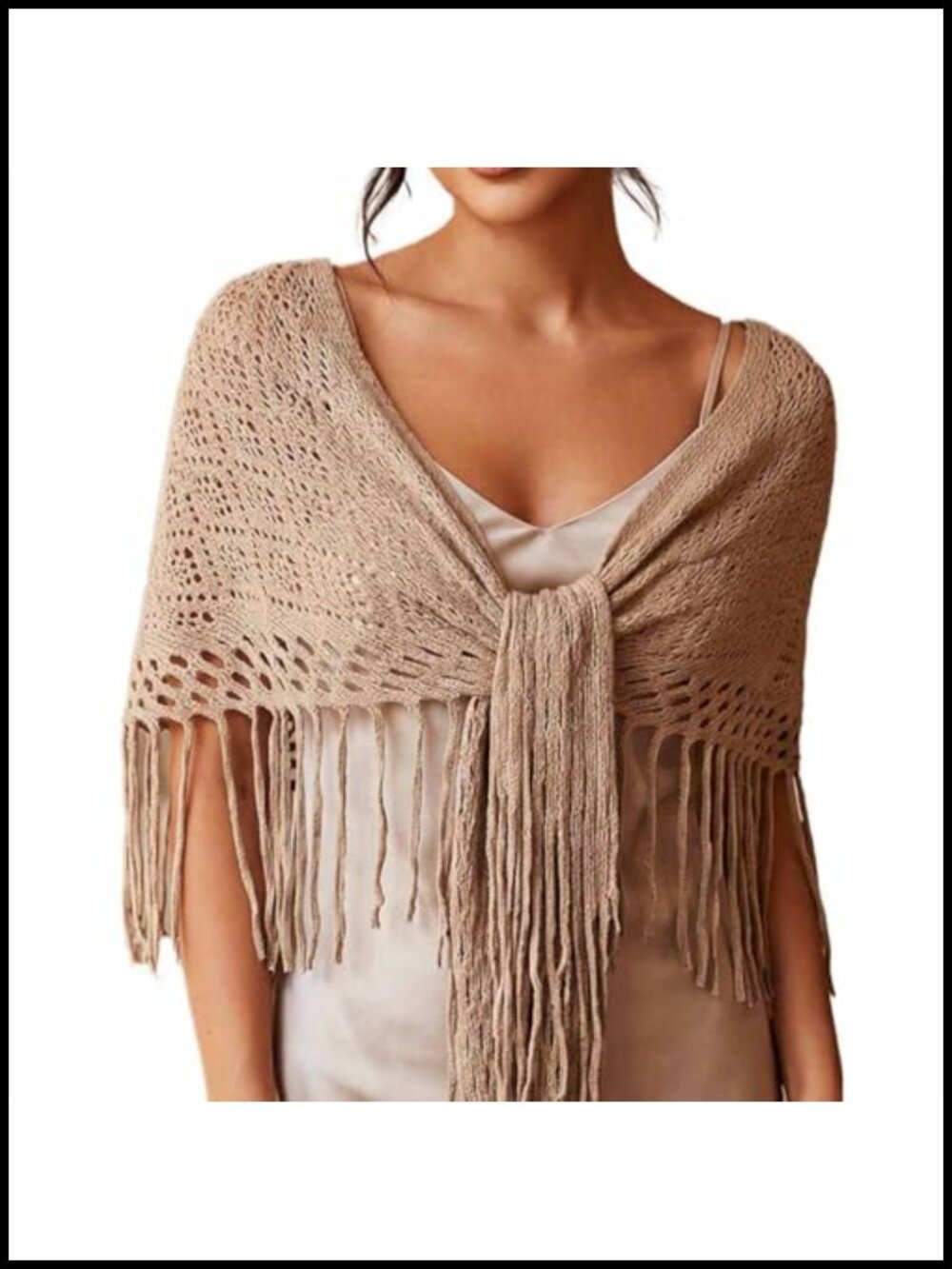 Women's Shawl Wrap Boho Hip Scarf Tassel Cape Lightweight Polyester Spandex